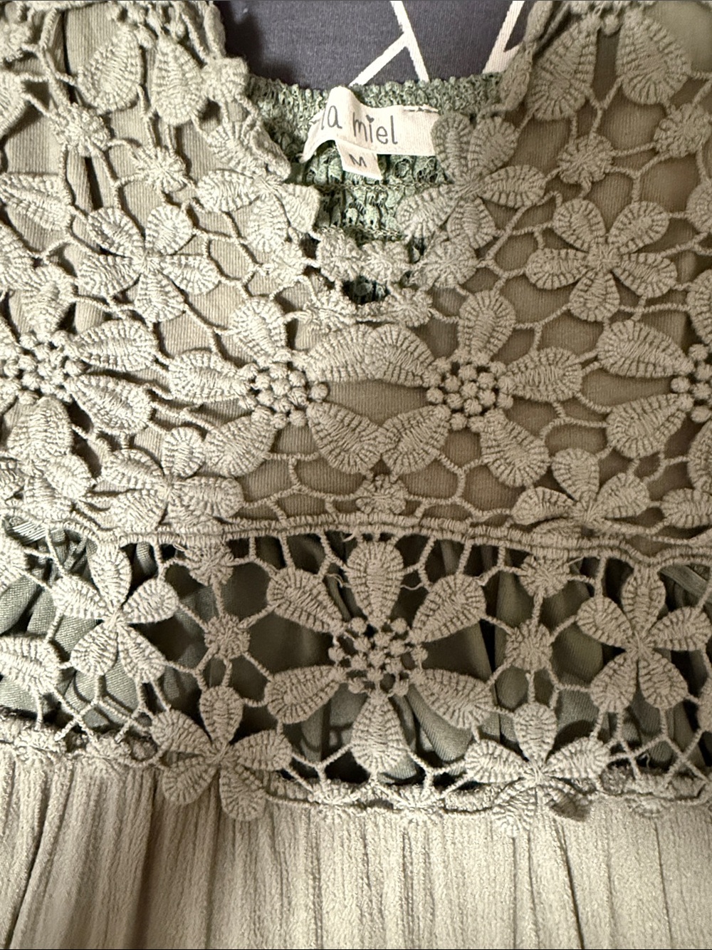 LA MIEL Sage Crochet Bodice Maxi Dress - Picture 4 of 4